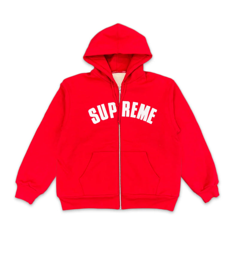 SUP THERMAL ZIP UP HOODED SWEATSHIRT "RED"