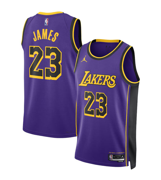 Unisex Los Angeles Lakers LeBron James Nike White/Purple/Yellow Swingman Jersey - Association Edition